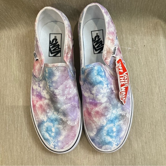 VANS OFF THE WALL Sz 9 Asher Heart Pastel Tie Dye Slip On Shoes NEW WITH TAG - Picture 3 of 9